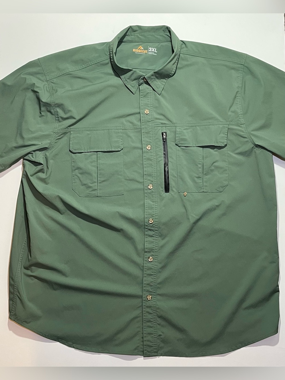 Ridgecut Toughwear Short Sleeve Casual Nylon Front Pocket Shirt, 3XL, Green